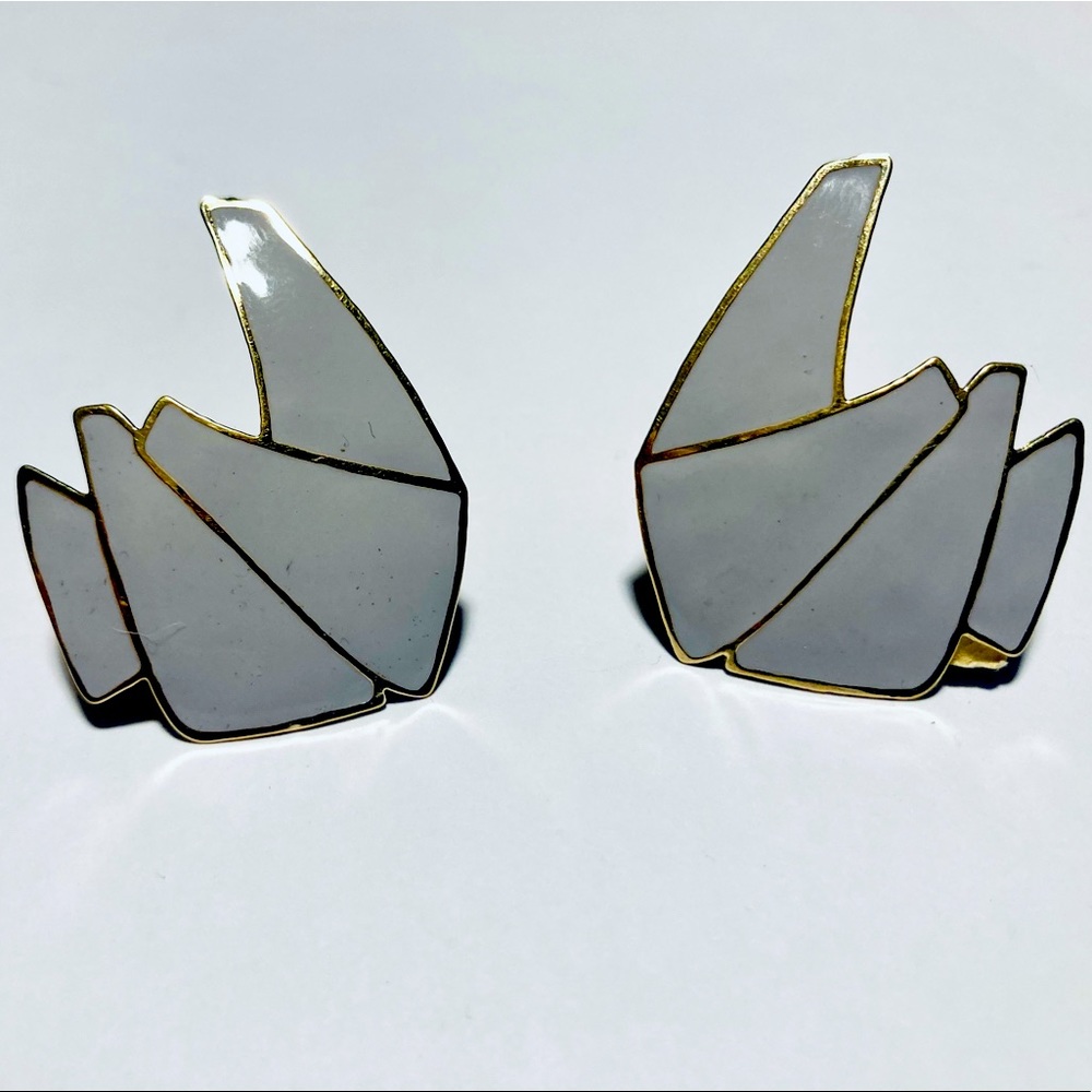 Vintage,  80’s L Bott Miami Deco origami earrings